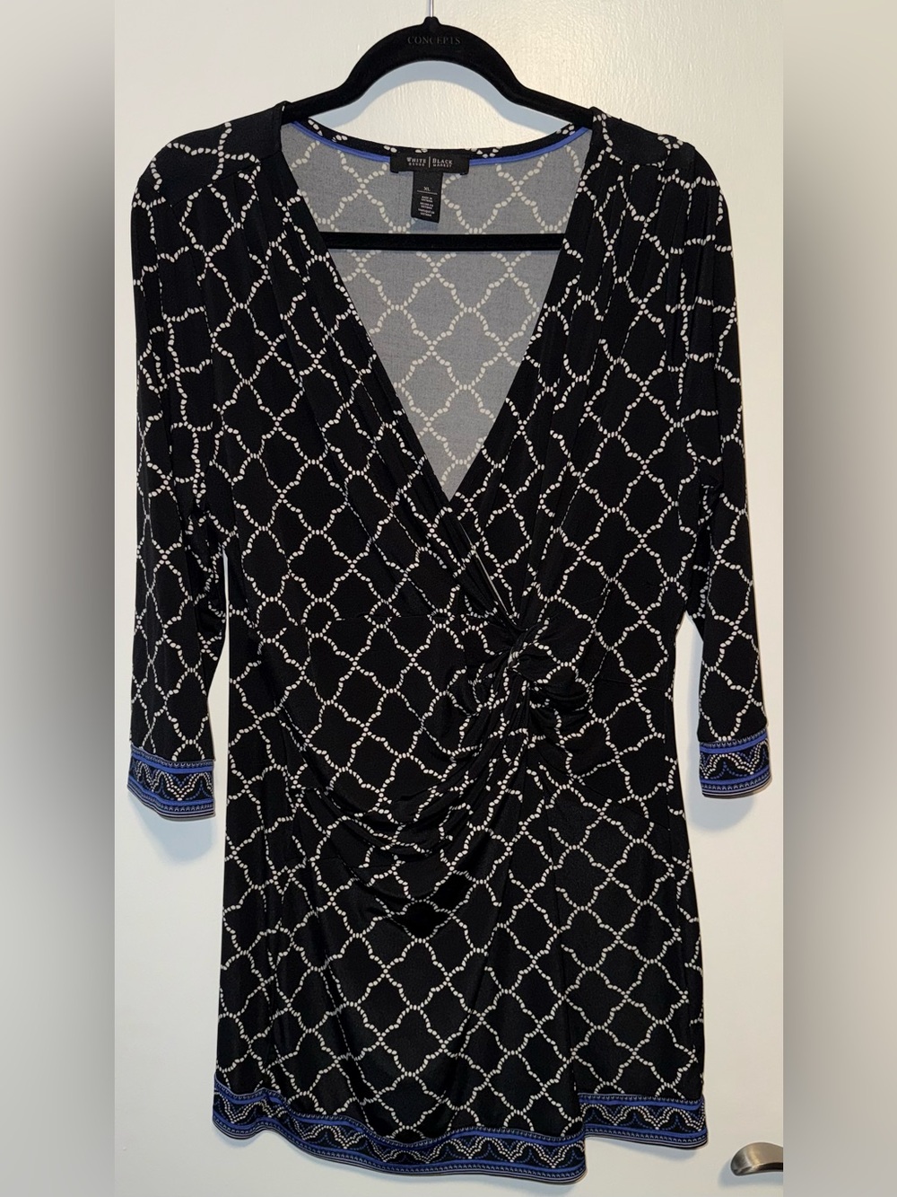White House Black Market Black & White Knot-Front Dress